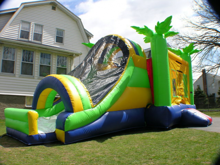 Tropical Bounce House with Slide Combo