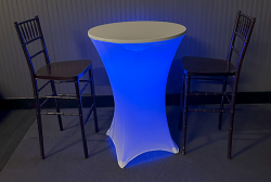 30 Round High Top Table With Spandex cover & LED Lights