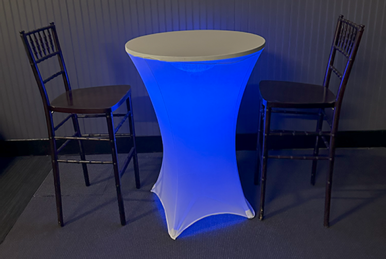 30 Round High Top Table With Spandex cover & LED Lights